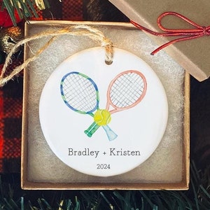 Custom Name Tennis Couple Christmas Ornament, Personalized Tennis Acrylic Ornament Gift For Tennis Couple Tennis Lover