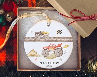 Personalized Monster Truck Ornament | Racing Christmas Ornament | Gift for Boys | Kids Truck Holiday Ornament | Love Monster Trucks