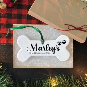 Dog Bone Ornament | First Christmas | Paw Prints | Dog Bone | New Dog | New Puppy | Pet Loss | Pet Remembrance | Memorial Ornament