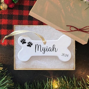 Bone Ornament | Paw Prints | Dog Bone | New Dog | New Puppy | Pet Loss | Pet Remembrance | Memorial | Dog Memorial | Sympathy