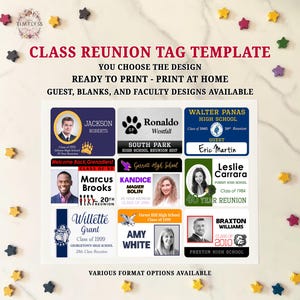 Class Reunion Template | Complete Ready to Print | Print at Home | ID Name Badge | Printable | High School Reunion | Keepsake | Favor