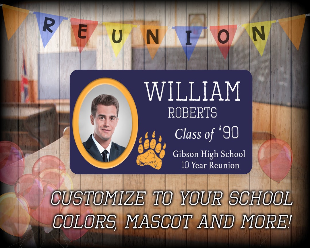 Class Reunion ID Name Badge High School Reunion Sticker Label Keepsake