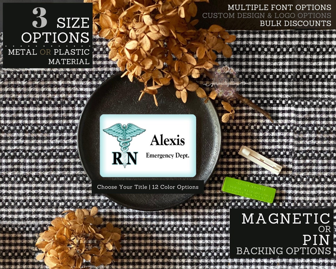 Medical Name Tag Healthcare Name Tag Medical Caduceus Identification Badge Name Pin Name Badge