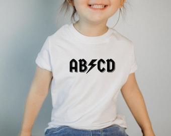 ABCD Rocker Style Tee, Edgy Mini Shirt, ACDC kids Shirt, Toddler Shirt, Funny Baby Shirt