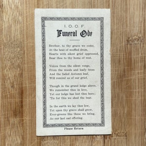 Oddfellows Funeral Ode
