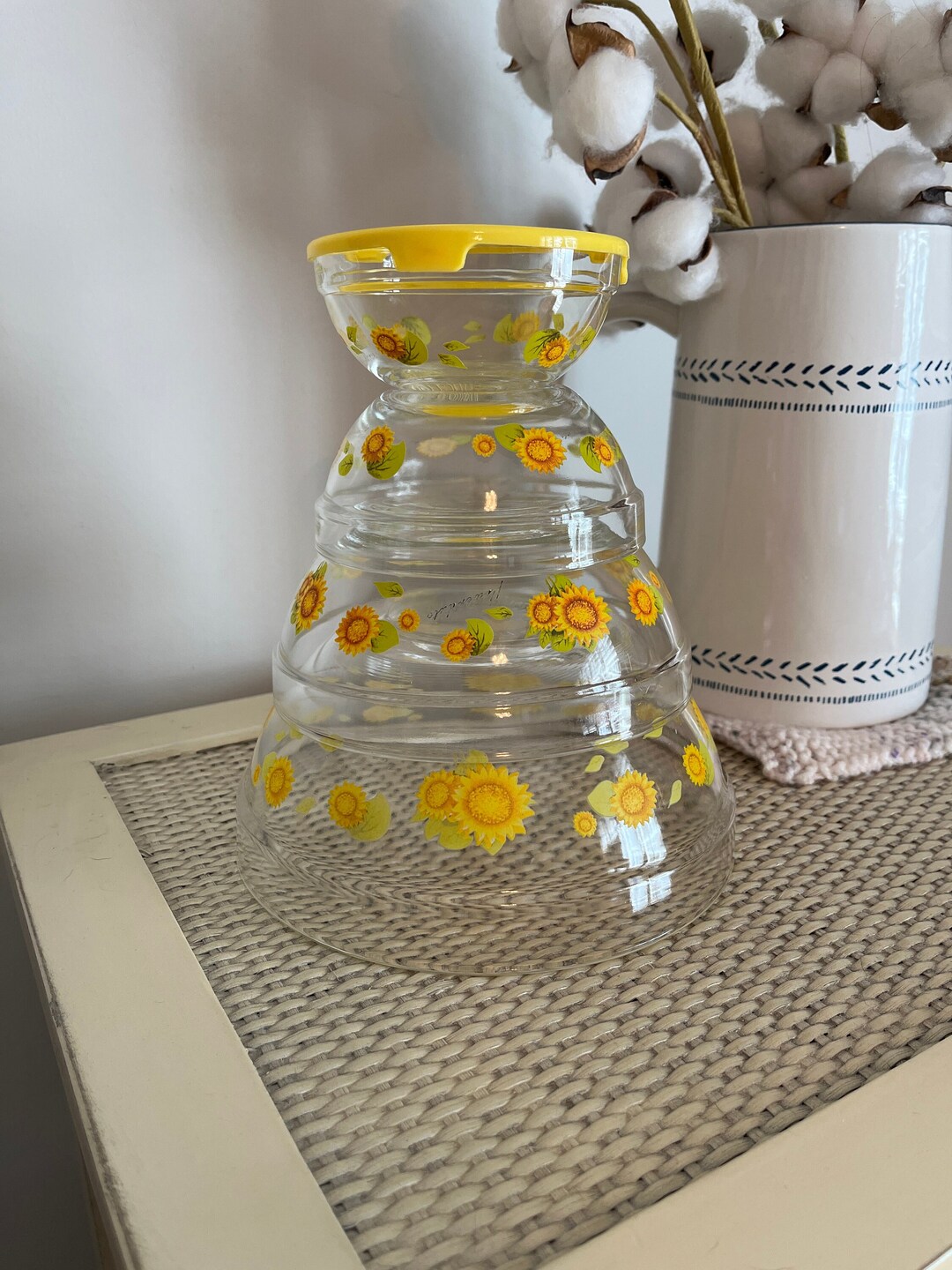 Set of 4 Vintage Glass Sunflower Bowls Etsy