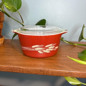 Autumn Harvest 473 Vintage 1980s Pyrex Casserole Dish & Clear Lid