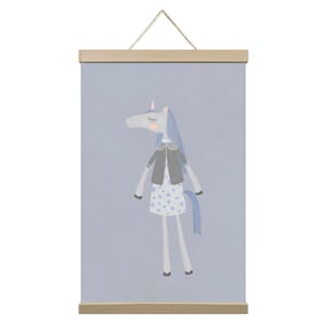 La vida secreta de los caballos. Obra enmarcada para habitación de niña o bebé. Póster en lienzo para colgar. Láminas decorativas. Unicornio. Marco incluido.