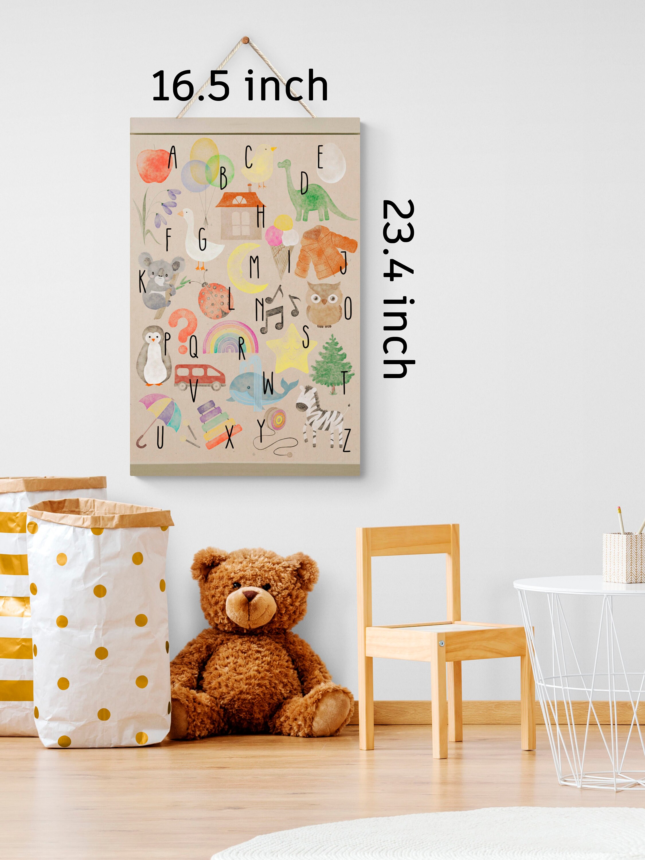 Educative Poster ABC. Alphabet Print. Framed Artwork Printed on Canvas ...