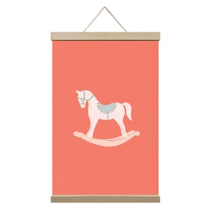 Obra de arte enmarcada "Mi Caballo Mecedor Vintage" para habitación infantil. Impresión artística para pared. Obra navideña impresa en lienzo.