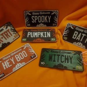 Halloween License Plate, Vanity License Plate, Halloween Decor, Halloween Wall Art, Halloween Gifts, Layered Wood Art, Laser Cut Art
