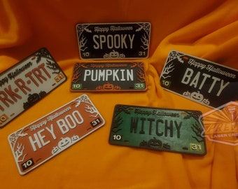 Placa de matrícula de Halloween, Placa de matrícula personalizada, Decoración de Halloween, Arte mural de Halloween, Regalos de Halloween, Arte en madera laminada, Arte cortado con láser
