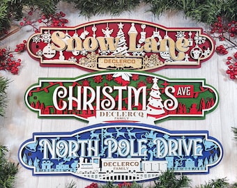 Christmas Street Sign, Christmas Décor, Christmas Art, Christmas Door Hanger, Christmas Wall Art, Christmas Sign, 3 variations