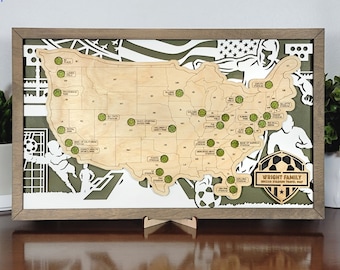 MLS Stadium Map, MLS Stadium Tracker, Stadium Tracker, MLS Art, Soccer Stadium Map, Soccer Stadium Tracker, Soccer Gifts, Gift for Him