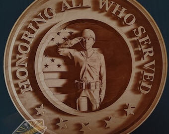 Patriotic Sign, Patriotic Wall Art, Honoring Veterans, Laser Engraved Sign, Wall Art, Patriotic Gifts, Mancave Décor, 3D Illusion