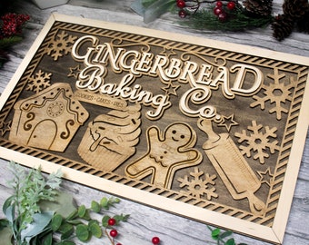 Gingerbread Baking Co, Christmas Farmhouse Sign, Christmas Farmhouse Décor, Christmas Art, Christmas Home Decor, Christmas Sign