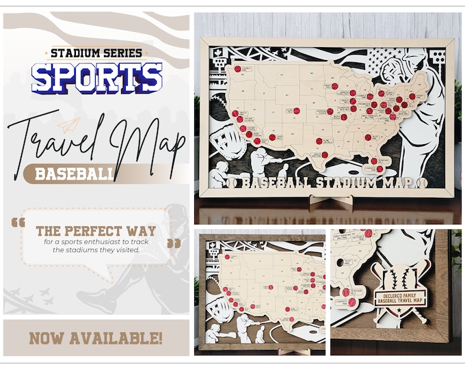MLB Stadium Map, MLB Stadium Tracker, Stadium Tracker, MLB Art, mlb Ballpark Map, Baseball Stadium Map, Baseball Gifts