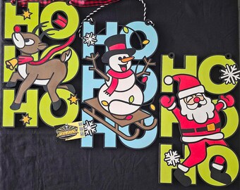 Ho Ho Ho Sign, Christmas Décor, Christmas Art, Christmas Door Hanger, Christmas Wall Art, Christmas Gift, Christmas Sign, 3 variations