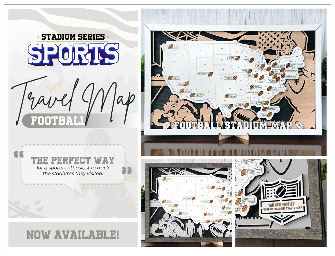 NFL Stadium Map, NFL Stadium Tracker, Stadium Tracker, NFL Art