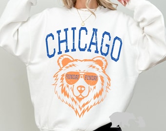 Vintage Chicago Sunday Funday Crewneck, Retro Football Sweatshirt, Throwback Chicago Football Sweatshirt, Sunday Gameday Crew, Chicago Shirt