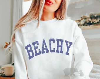 Beachy Sweatshirt, Beach Crewneck, Summer Sweatshirt, Gift for Beach Lover, Beach Pullover, Beach Vacation Shirt, Beach Hoodie, Salty Tee