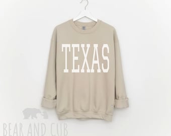 Oversized Texas Sweatshirt, Throwback Texas Crewneck Sweatshirt, Dallas Shirt, Texas Gift, College Student gift, Austin Shirt, Texas T-Shirt