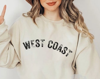 West Coast Sweatshirt, West Coast Crewneck, Coastal Travel Gift, West Coast Tee, West Coast Souvenir, Vintage Crewneck, Trendy Varsity Shirt