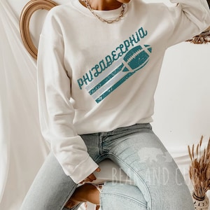 Vintage Philadelphia Football Crewneck Sweatshirt, Retro Philly Football Shirt, Men&#39;s and Women&#39;s Sweatshirt, Throwback Philadelphia T-Shirt