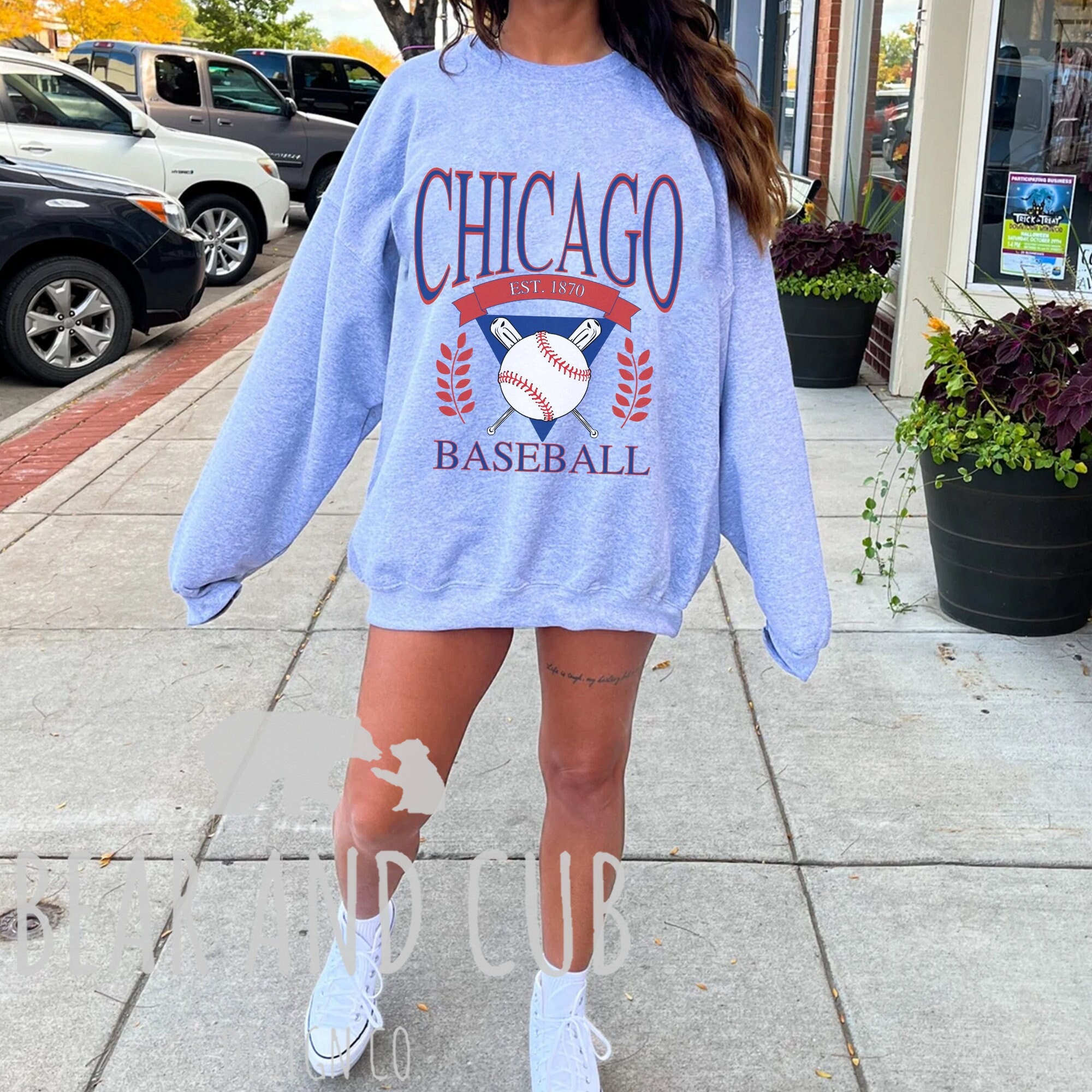 Buy Vintage Chicago Baseball Crewneck Sweatshirt Cubs Est 1870