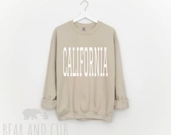 Oversized California Sweatshirt, Throwback California Crewneck Sweatshirt, California Gift, California Shirt, Cali Crewneck, Los Angeles CA