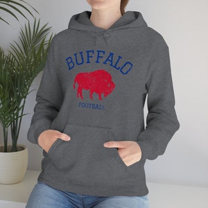 Vintage Style Buffalo Football Sweatshirt, Buffalo Hoodie, New York Football, Buffalo Fan Sweatshirt, Buffalo Crewneck, Buffalo Tailgate tee Dark Heather