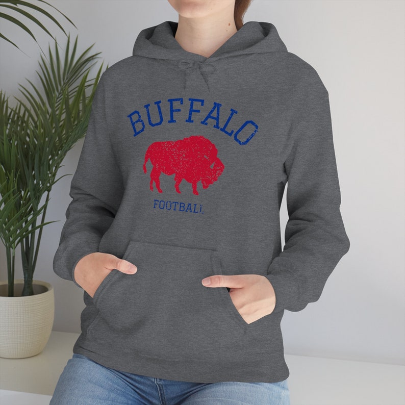 Vintage Style Buffalo Football Sweatshirt, Buffalo Hoodie, New York Football, Buffalo Fan Sweatshirt, Buffalo Crewneck, Buffalo Tailgate tee Dark Heather