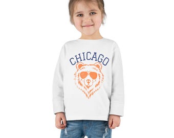 Vintage Toddler Long Sleeve Chicago Shirt, Retro Kids Football Shirt, Boys and Girls Shirt, Throwback Chicago Shirt, Chicago Fan Shirt