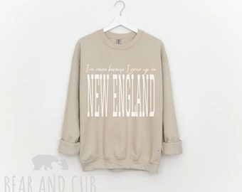 Oversized New England Sweatshirt, Throwback New England Crewneck Sweatshirt, Grew Up In New England, New England Gift, Boston Fan Crewneck