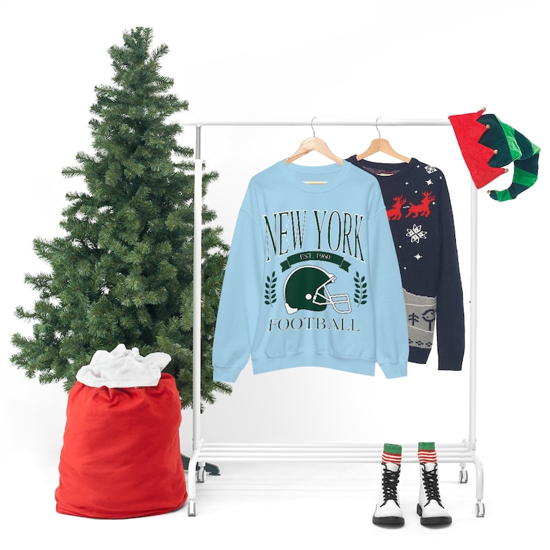 Vintage Style New York Football Sweatshirt, New York Crewneck, New York Football, NYC Sweatshirt, New York Crewneck, New York Fan T-Shirt Light Blue