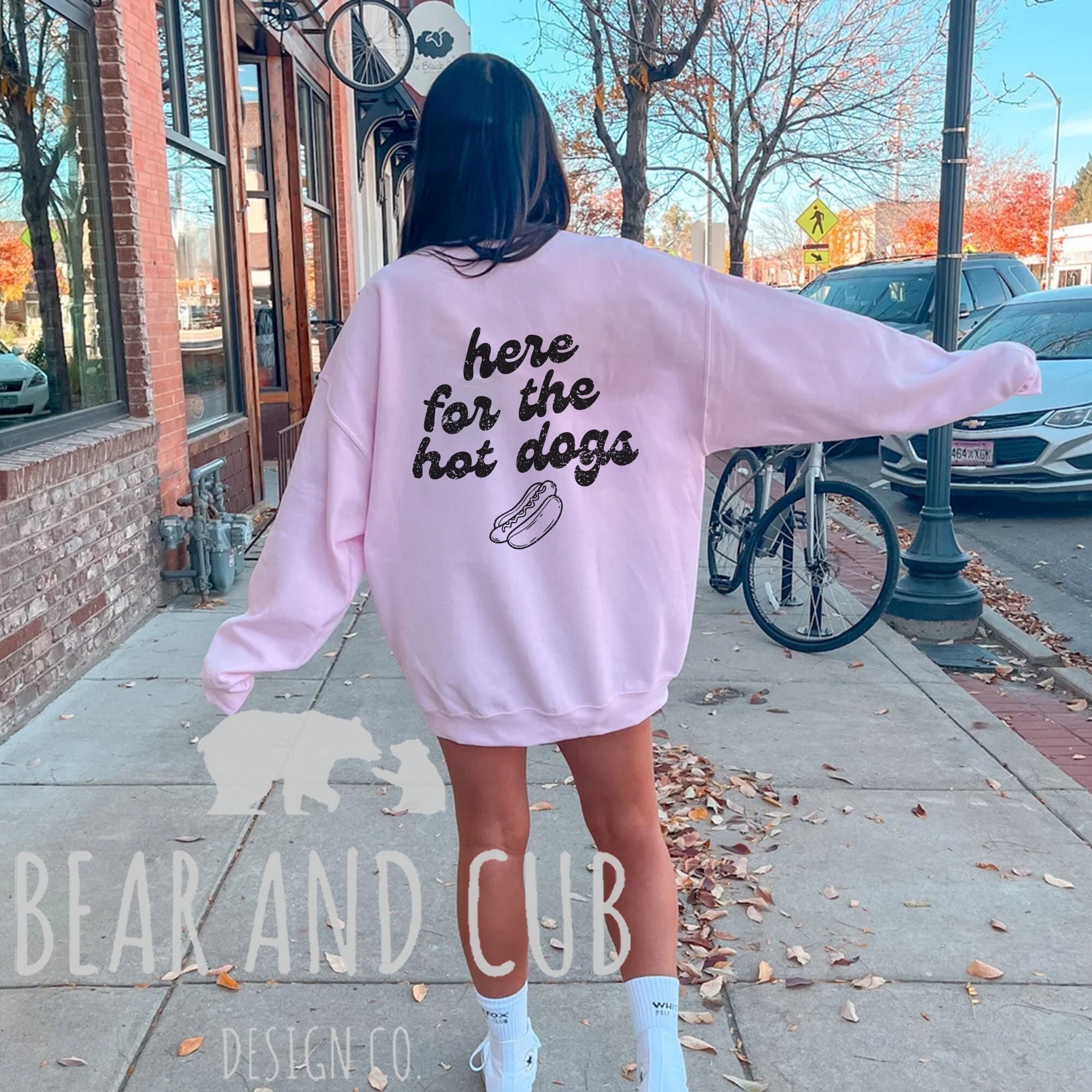 Here For The Hot Dogs Sweatshirt, Hot Dog Crewneck, Tailgate Baseball Sweater, Hot Dog Lovers Gift, Summer Hot Dog Shirt, 4th of July Tshirt