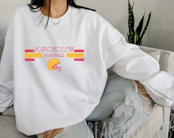 Kansas City Football Crewneck, Retro Kansas City Apparel, Vintage Style Kansas City Football Crewneck Sweatshirt, Kansas City Sweatshirt, KC