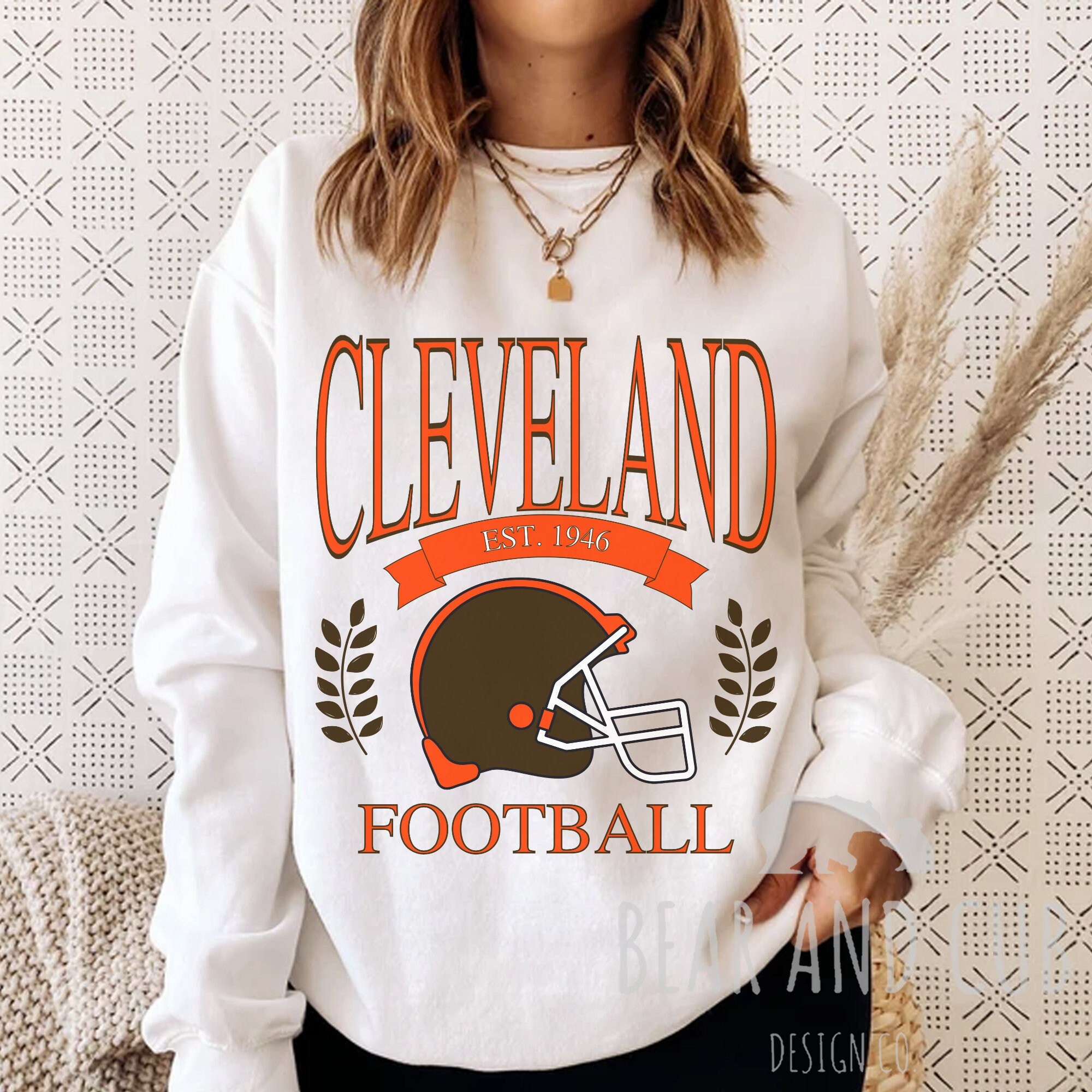 Cleveland Football Sweatshirt Vintage Cleveland Crewneck - Etsy