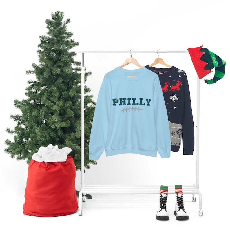 Vintage Philadelphia Football Crewneck Sweatshirt, Distressed Philly Sweatshirt, Philadelphia Fan Crewneck Shirt,Philly Gift,Philly Game Day Light Blue