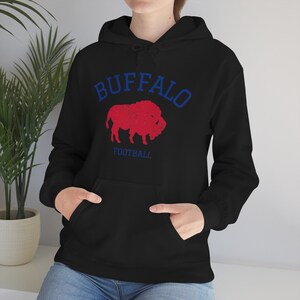 Vintage Style Buffalo Football Sweatshirt, Buffalo Hoodie, New York Football, Buffalo Fan Sweatshirt, Buffalo Crewneck, Buffalo Tailgate tee Black