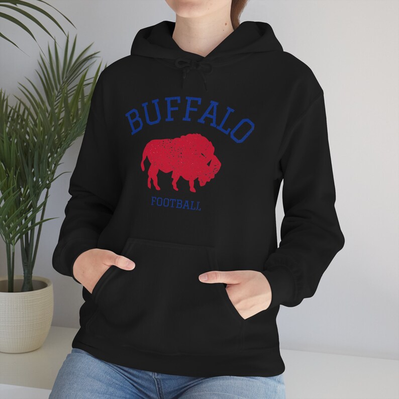 Vintage Style Buffalo Football Sweatshirt, Buffalo Hoodie, New York Football, Buffalo Fan Sweatshirt, Buffalo Crewneck, Buffalo Tailgate tee Black