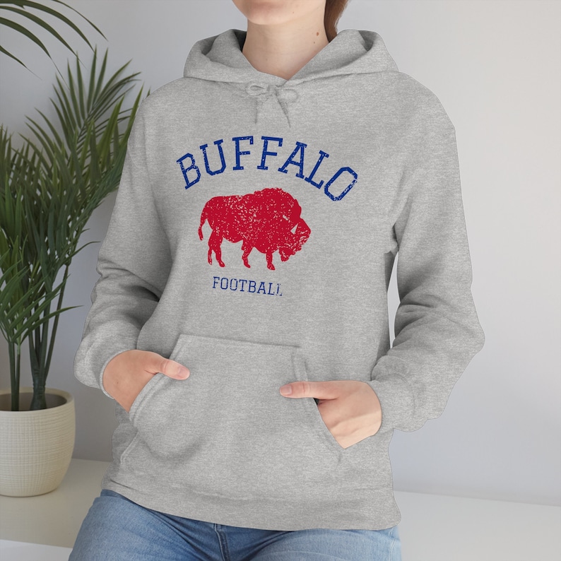 Vintage Style Buffalo Football Sweatshirt, Buffalo Hoodie, New York Football, Buffalo Fan Sweatshirt, Buffalo Crewneck, Buffalo Tailgate tee Sport Grey