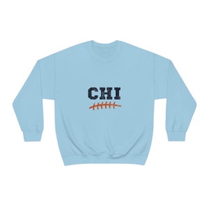 Vintage Chicago Crewneck, Retro Football Sweatshirt, Mens and Womens Sweatshirt, Throwback Chicago Sweatshirt, Gameday Crewneck, Chicago Tee Light Blue