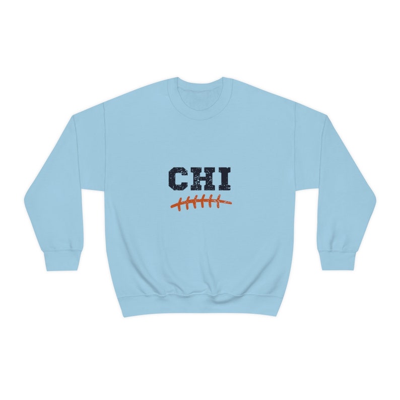 Vintage Chicago Crewneck, Retro Football Sweatshirt, Mens and Womens Sweatshirt, Throwback Chicago Sweatshirt, Gameday Crewneck, Chicago Tee Light Blue