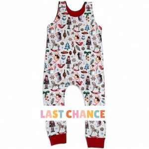 Handmade Nutcracker Romper: Winter Treasures Print, Silver French Terry | Discontinued Print