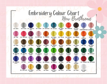 Instant Digital Download |New Brothread Embroidery Colour Chart | Fully Editable In Canva | 64 Brother Embroidery Colours