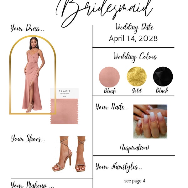 Bridesmaids Info Card Template - Instant Download/ Editable/ Printable