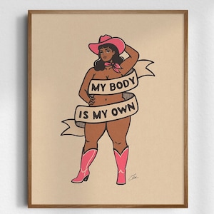 My Body Is My Own, Giclée Fine Art Print, Retro Cowgirl Art, Vintage Cowgirl Wall Art, Western Wall Decor, UNFRAMED