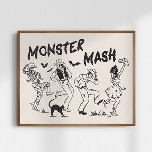 Monster Mash, 8x10 Halloween Art, Cowboy Halloween, Giclée Fine Art Print, Spooky Decor, Western Halloween Art Prints, UNFRAMED