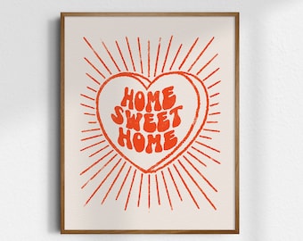 Home Sweet Home, Giclée Fine Art Print, Retro Wall Art, Retro Decor, Retro Art, Vintage Wall Art, Minimalist Art Print, UNFRAMED